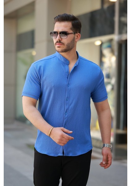 Erkek Hakim Yaka Kısa Kollu Gömlek