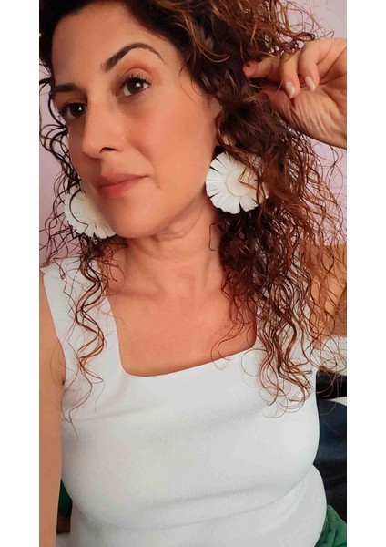 Hasır Çiçek Küpe