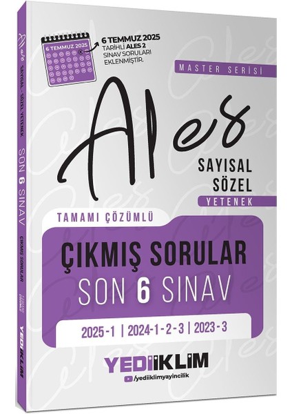 Yediiklim Ales Master Serisi Sayısal Sözel Yetenek Tamamı Çözümlü Son 6 Sınav Çıkmış Sorular