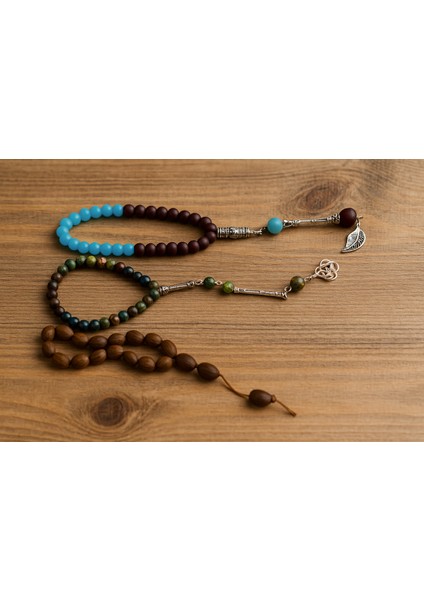 Seymenbıçakçılık Andız Ağacı El Yapımı Tesbih – Kahverengi & Siyah 2’li Set