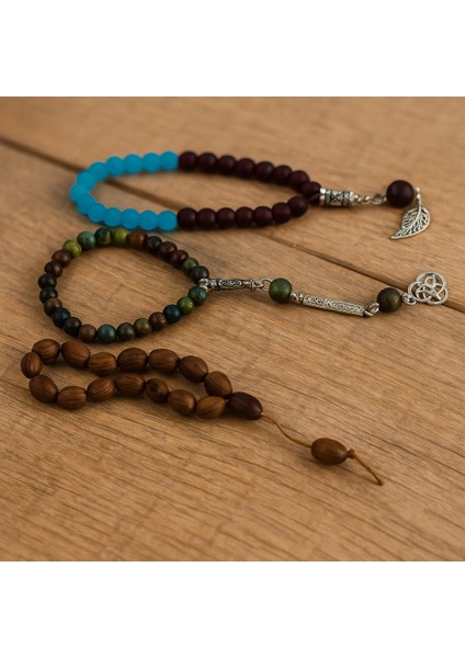 Seymenbıçakçılık Andız Ağacı El Yapımı Tesbih – Kahverengi & Siyah 2’li Set modelleri