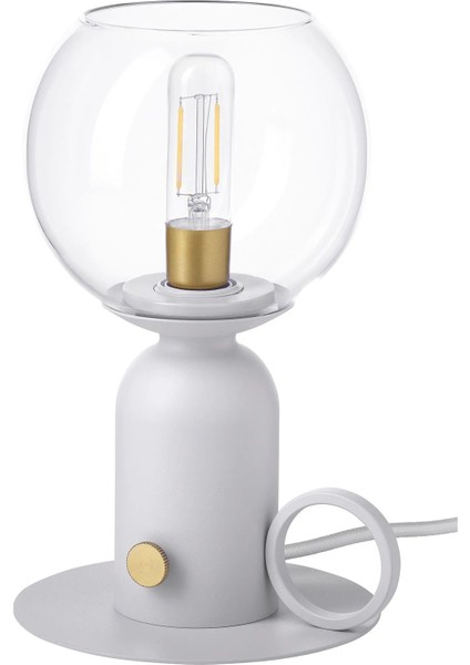 Åskmuller Abajur 24 cm Açık Gri Cam Metal Gövde Kısılabilir Işık