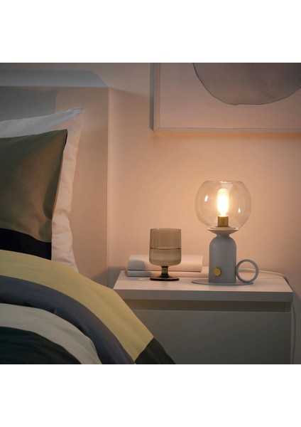 Åskmuller Abajur 24 cm Açık Gri Cam Metal Gövde Kısılabilir Işık indirimleri