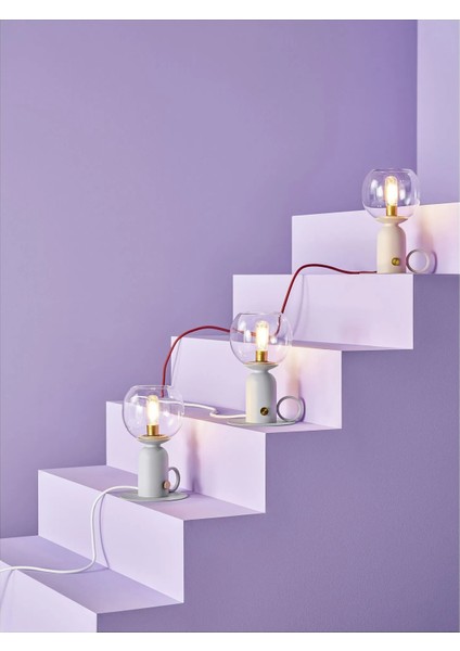 Åskmuller Abajur 24 cm Açık Gri Cam Metal Gövde Kısılabilir Işık