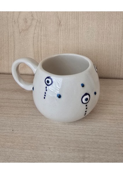 El Yapımı Nazar Boncuklu Işlemeli Kupa Seramik Hediye