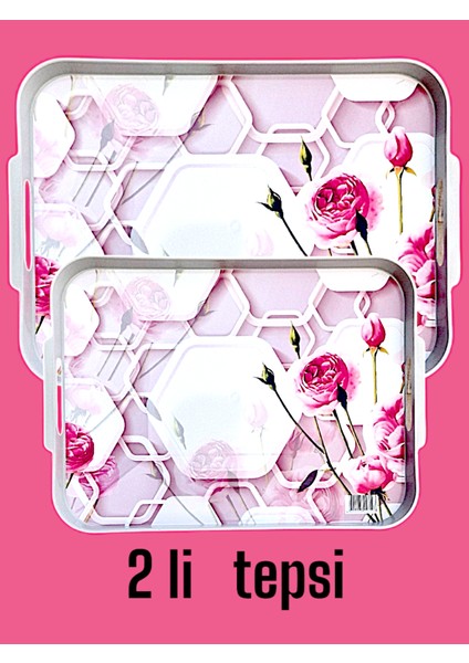 Tepsi Plastik Büyük Küçük Boy Ikili Tepsi Çay Kahve Tepsi