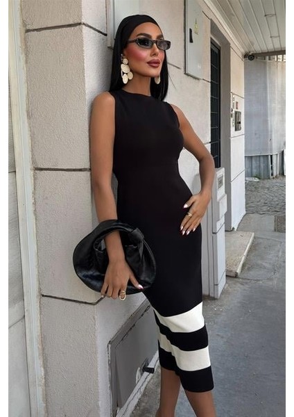 Etek Ucu Şerit Detaylı Triko Elbise 2831 fiyatları