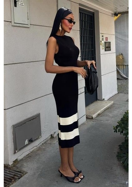 Etek Ucu Şerit Detaylı Triko Elbise 2831 fırsatları