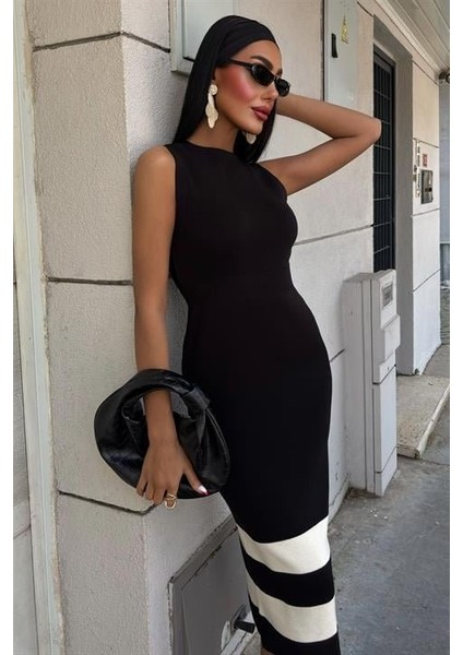 Etek Ucu Şerit Detaylı Triko Elbise 2831 indirimleri