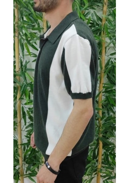 Erkek Kısa Kollu Polo Yakalı Blok Desenli Triko Bluz indirimleri