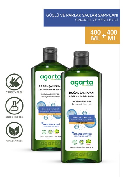 Doğal 2 Adet Güçlü Parlak Keratin Şampuanı 400 ml
