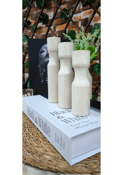 3lü Ahşap Mumluk, 3 Boy, Düz Model 12,5cm-14,5cm-16,5cm modelleri