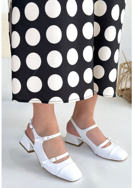 Bernishoes Doran Beyaz Cilt Topuklu Ayakkabı