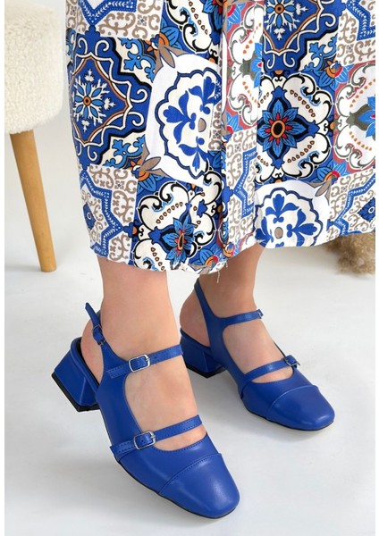 Bernishoes Doran Mavi Cilt Topuklu Ayakkabı