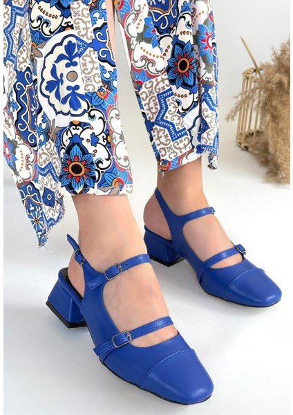 Bernishoes Doran Mavi Cilt Topuklu Ayakkabı modelleri