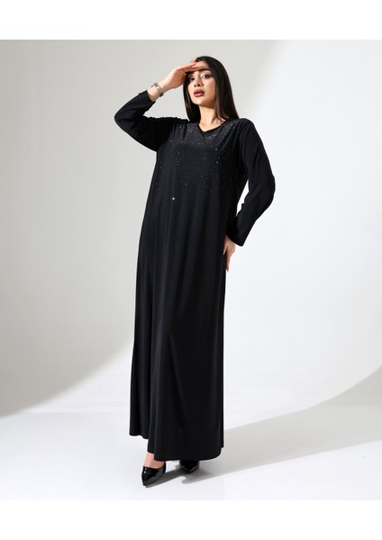 Taş Detaylı Uzun Iç Elbise