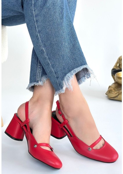Bernishoes Jecci Kırmızı Cilt Topuklu Ayakkabı