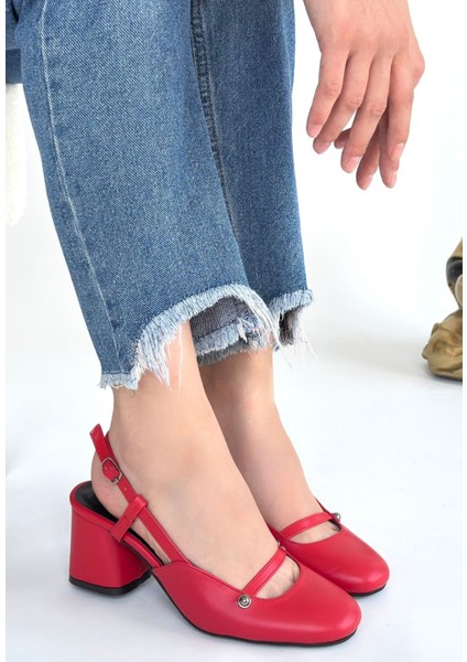 Bernishoes Jecci Kırmızı Cilt Topuklu Ayakkabı modelleri