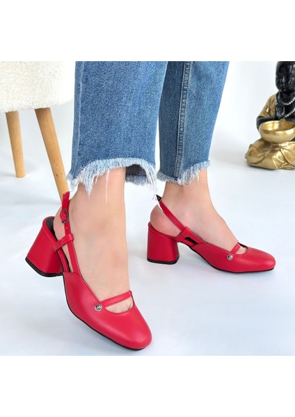Bernishoes Jecci Kırmızı Cilt Topuklu Ayakkabı fırsatları