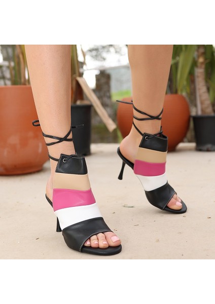 Bernishoes Miwa Siyah Cilt Renkli Topuklu Ayakkabı fırsatları