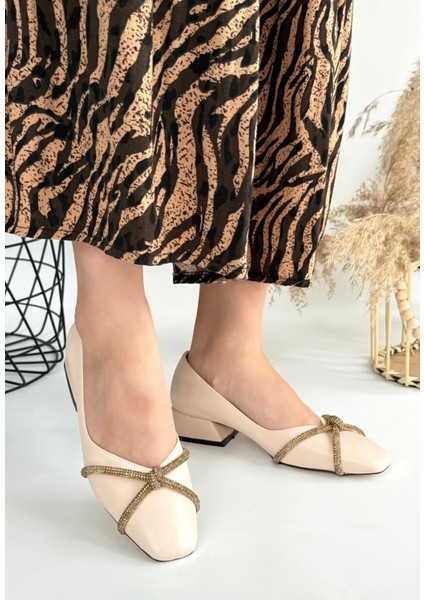 Bernishoes Pety Bej Cilt Topuklu Ayakkabı modelleri