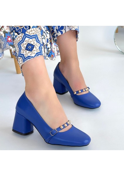 Bernishoes Tino Mavi Cilt Topuklu Ayakkabı fırsatları