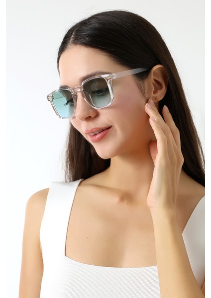 Kadın Aksesuarlı Kare Şeffaf UV400 Güneş Gözlüğü 23043 C1 fiyatları