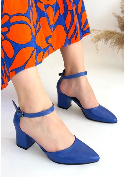 Bernishoes Mulen Mavi Cilt Topuklu Ayakkabı