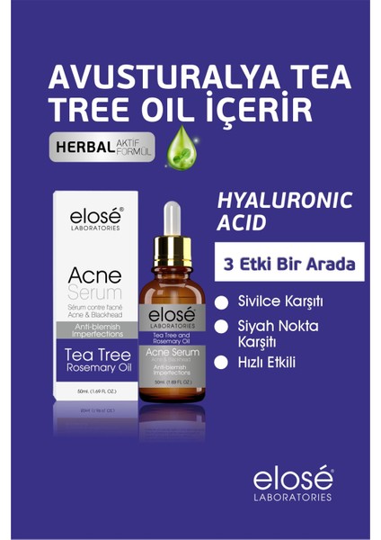 Rosemary Oil Çay Ağacı Yağı Akne ve Siyah Nokta Cilt Bakım Serumu 50ML. fiyatları