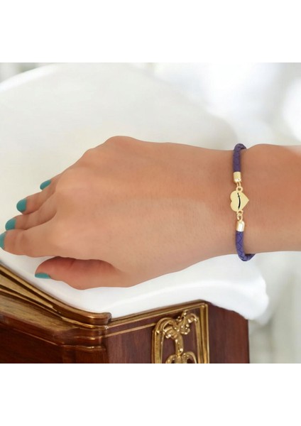 14 Ayar Altın Plakalı Zülfikar Temalı Kalp Motifli Doğal Mor Derili Hediye BILEKLIK-472SEMBOL fiyatları