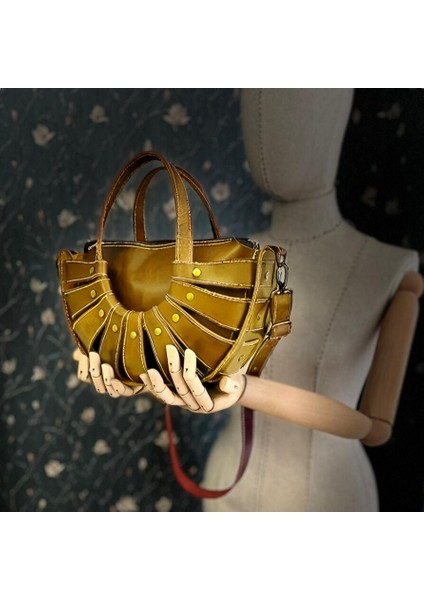 Carıdea El Yapımı Hakiki Deri Bayan Çanta, Clutch, El Omuz Çantası V108 indirimleri