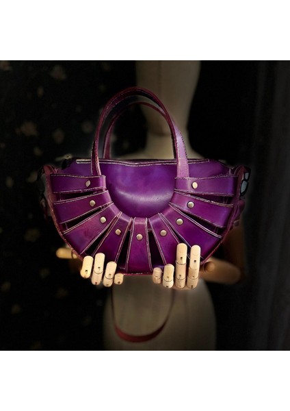 Carıdea El Yapımı Hakiki Deri Bayan Çanta, Clutch, El Omuz Çantası V24