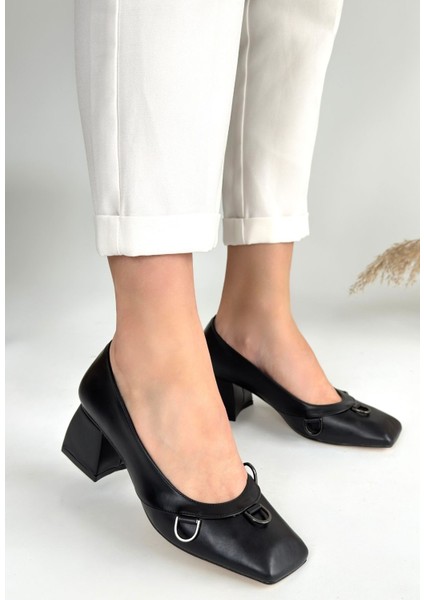 Bernishoes Cande Siyah Cilt Topuklu Ayakkabı modelleri