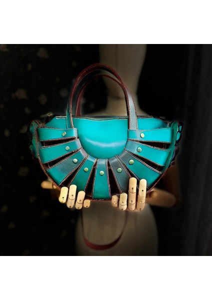 Carıdea El Yapımı Hakiki Deri Bayan Çanta, Clutch, El Omuz Çantası V94