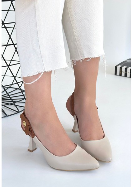 Bernishoes Toran Bej Cilt Topuklu Ayakkabı modelleri