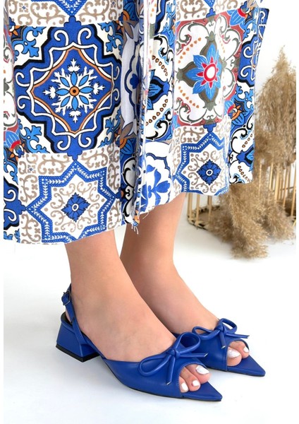 Bernishoes Lotta Mavi Cilt Topuklu Ayakkabı modelleri