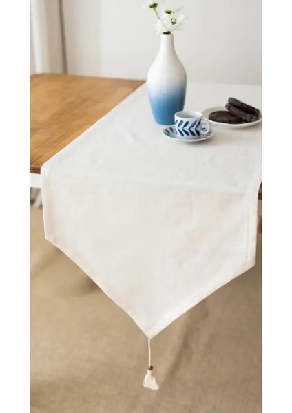 Rosehan Üçgen Uçlu Organik Ham Keten Runner 40 x 150 cm fiyatları