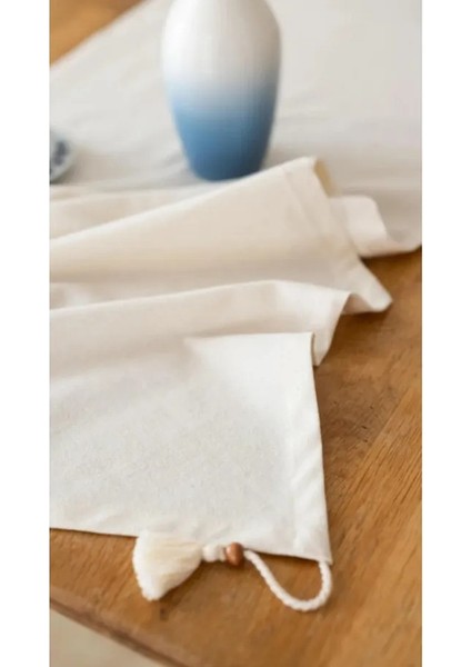 Rosehan Üçgen Uçlu Organik Ham Keten Runner 40 x 150 cm modelleri
