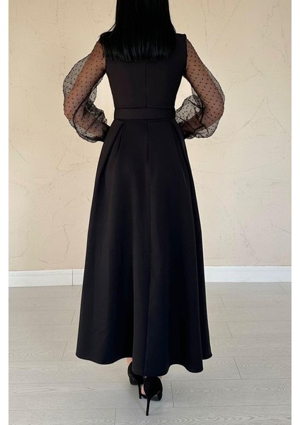 Siyah Kolları Organze Kuplu Elbise fırsatları