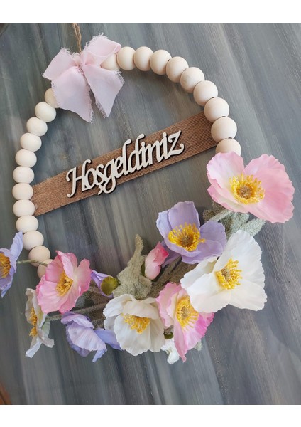 Rosy Kapı Süsü, Gelincik Temalı Ahşap Boncuklu Kapı Süsü, Hediye, Dekor, Yapay Çiçek fırsatları