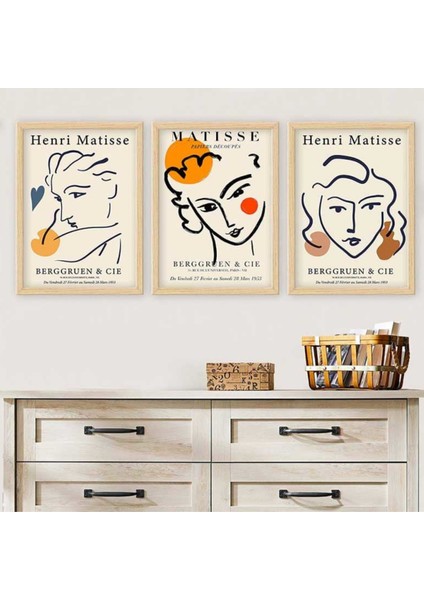 Henri Matisse | Çerçeveli 3'lü Mdf Sanat Tablosu | Modern Ev Ofis Dekorasyonu | fiyatları