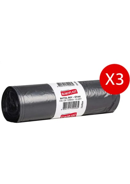 Battal Boy Siyah Endüstriyel Çöp Torbası 10LU x 3ADET