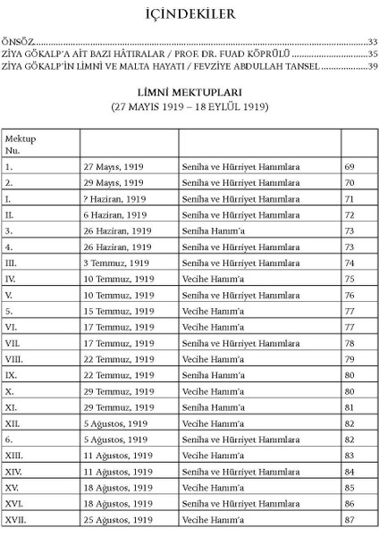 Limni ve Malta Mektupları modelleri