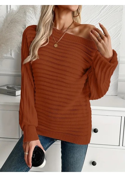 Kadın Uzun Kollu Tek Omuzu Açık Triko Bluz modelleri