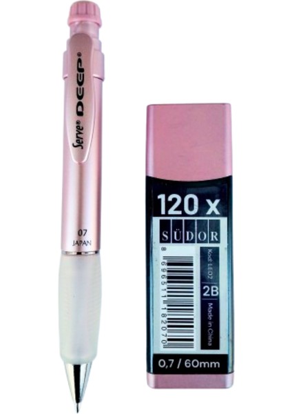2b , 120' Li 60 mm 0,7 Uç ve Serve Deep 0,7 Uçlu Kalem Seti (Metallik Rose)