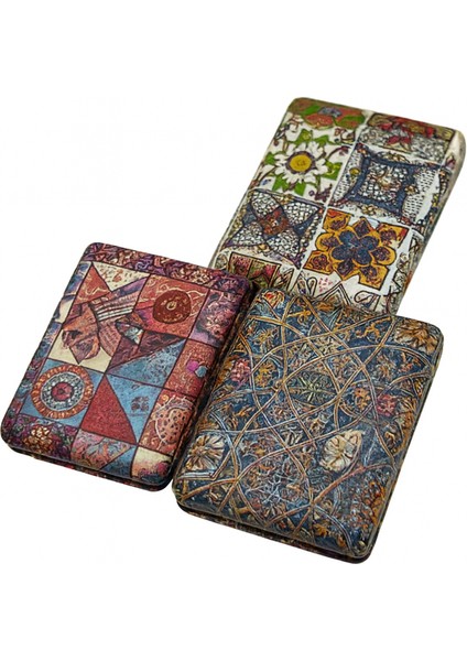 Desenli Metal Çerçeveli Cep Aynası – Çift Taraflı – Renkli El Işlemeli Tasarım 3 Adet fiyatları