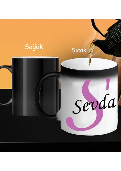 Kişiye Özel Baş Harf ve Isim Yeni Tasarımlı Sihirli Kupa Bardak