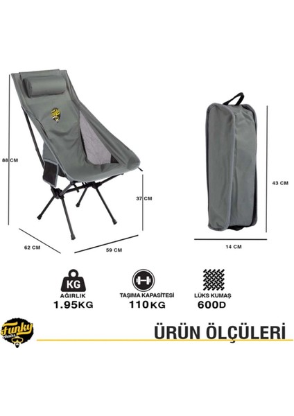 Sky Ultralight Katlanabilir Kamp Sandalyesi Gri 2 Adet indirimleri
