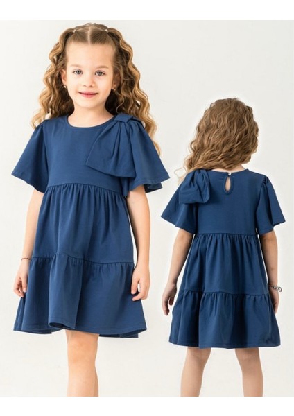 Kız Kol Fiyonk Detaylı Elbise