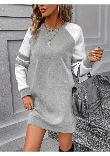 Kadın Uzun Kollu Bisiklet Yaka Şardonlu Üç Iplik Kısa Elbise fiyatları